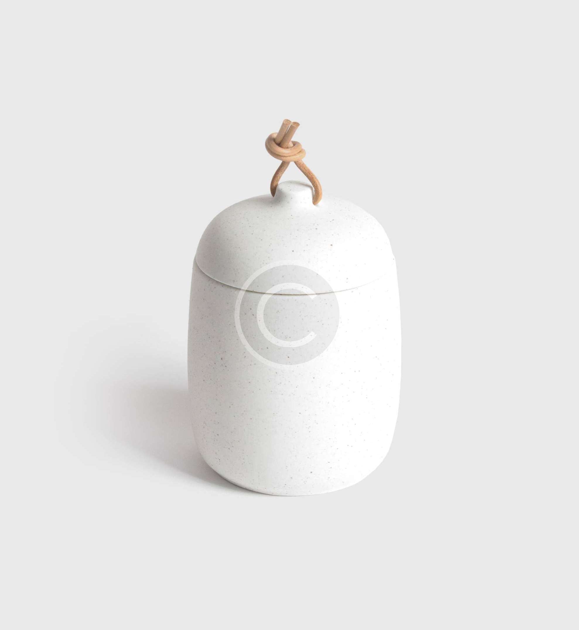 White vase with cover