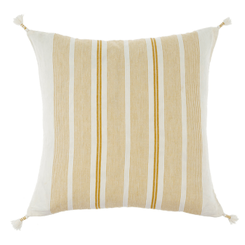 Paralinear Golden Stripes Cotton & Linen Decor Pillow (Square) - stoss settlement