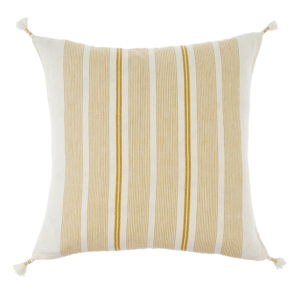 Paralinear Golden Stripes Cotton & Linen Decor Pillow (Square) - stoss settlement