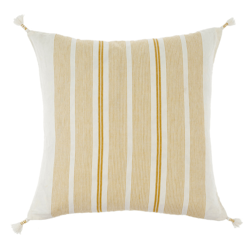 Paralinear Golden Stripes Cotton & Linen Decor Pillow (Square) - stoss settlement