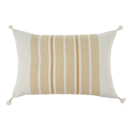 Paralinear Golden Stripes Cotton & Linen Decor Pillow (Rectangle) - stoss settlement