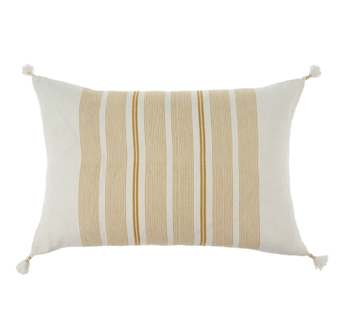 Paralinear Golden Stripes Cotton & Linen Decor Pillow (Rectangle) - stoss settlement