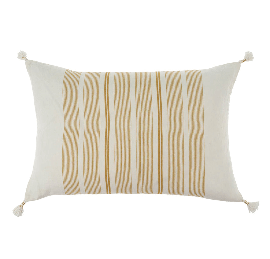 Paralinear Golden Stripes Cotton & Linen Decor Pillow (Rectangle) - stoss settlement